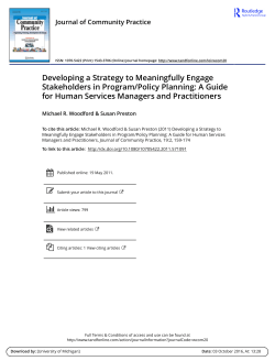 Developing a Strategy to Meaningfully Engage Stakeholders in