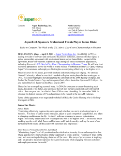 AspenTech Sponsors Professional Tennis Player James Blake