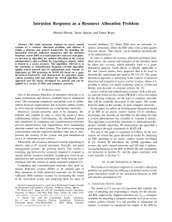 Intrusion Response As a Resource Allocation Problem