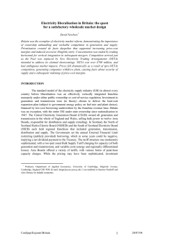 1 Electricity liberalisation in Britain: the quest for a satisfactory