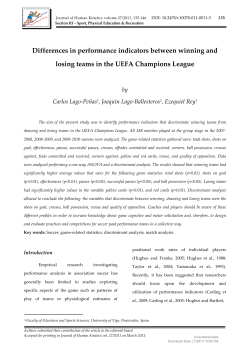 Differences in performance indicators between winning