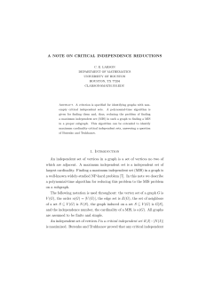 A NOTE ON CRITICAL INDEPENDENCE