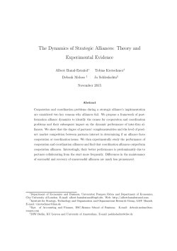 The Dynamics of Strategic Alliances: Theory and Experimental