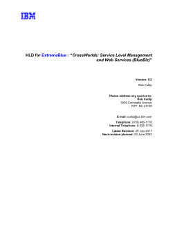 High Level Design for CrossWorlds: Service Level Management and