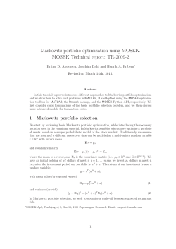 Markowitz portfolio optimization using MOSEK