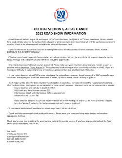 official section 6, areas c and f 2012 road show information