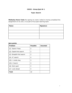 CS232 - Group Quiz Nr 1 Topic: Search Wellesley Honor Code: ​By