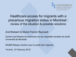 Portrait de la situation des migrants &agrave; statut