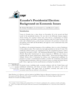 Ecuador`s Presidential Election: Background on Economic Issues
