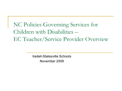 NC Policies Governing Services for Children with Disabilities