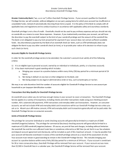 Greater Community Bank Discretionary Overdraft Privilege Policy