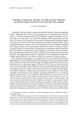 TOWARD A BIBLICAL MODEL OF THE SOCIAL TRINITY
