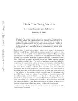 Infinite Time Turing Machines