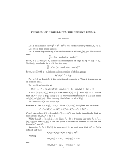 THEOREM OF NAGELL-LUTZ: THE DECISIVE LEMMA. Let E be an