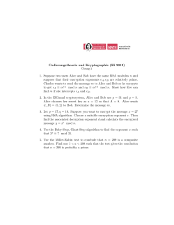 Codierungstheorie und Kryptographie (SS 2012) 1. Suppose two