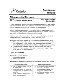Citing Archival Records (Archives of Ontario)