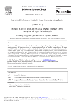 Biogas Digester as an Alternative Energy Strategy in
