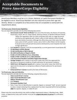 Acceptable Documents to Prove AmeriCorps Eligibility