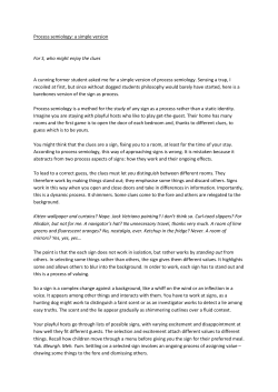 Process semiology: a simple version For S, who might enjoy the