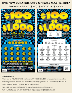 Play Instructions: When any of YOUR NUMBERS match