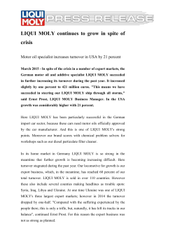 LIQUI MOLY continues to grow in spite of crisis