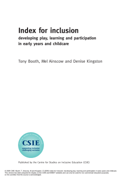 (English) Index for Inclusion: Developing play, learning and