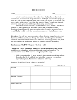 Freakonomic Reading Questions