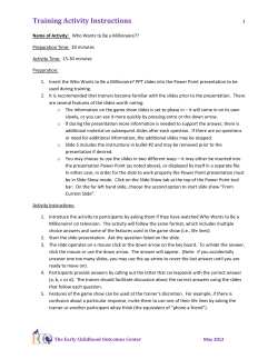 Training Activity Instructions - The Early Childhood Technical