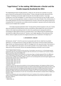 HM Advocate v Sinclair and the Double Jeopardy (Scotland)