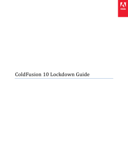ColdFusion 10 Lockdown Guide