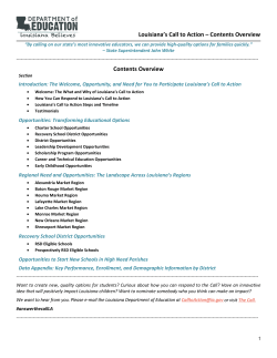 Louisiana`s Call to Action &ndash; Contents Overview