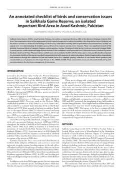 An annotated checklist of birds and conservation