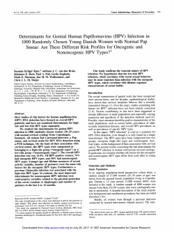 Determinants for Genital Human Papillomavirus (HPV)