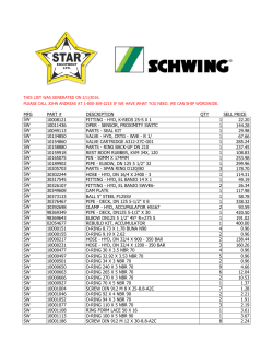 MFG PART # DESCRIPTION QTY SELL PRICE SW 10008121