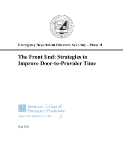 The Front End: Strategies to Improve Door-to