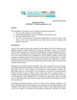 1 Background Paper GFMD RT 1.1 Reducing migration costs