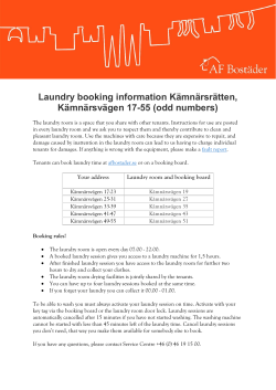 Laundry booking information K&auml;mn&auml;rsr&auml;tten, K&auml;mn&auml;rsv&auml;gen 17