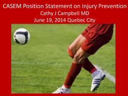 CASEM Position Statement on Injury Prevention