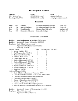 Ph.D. in Statistics - Dr. Dwight Galster