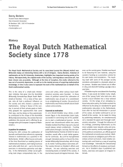 The Royal Dutch Mathematical Society since 1778