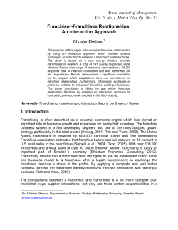 Franchisor-Franchisee Relationships