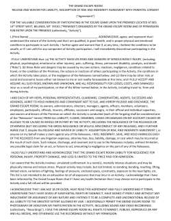 THE GRAND ESCAPE ROOM RELEASE AND WAIVER FOR