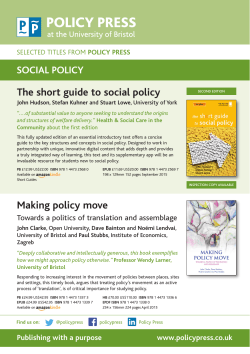 The short guide to social policy Making policy move