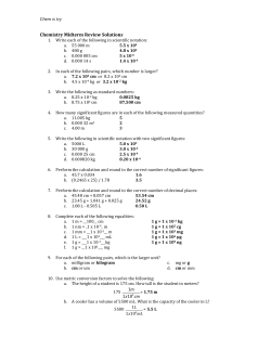 Chem is try Chemistry Midterm Review Solutions Write each of the