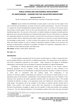 public goods and sustainable development of agritourism
