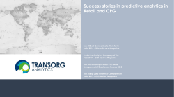 Success stories in predictive analytics in Retail and CPG