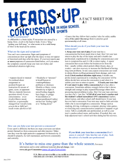 A FACT SHEET FORPARENT It`s better to miss one game than the
