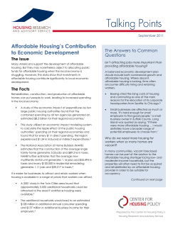Affordable Housing`s Contribution to Economic Development