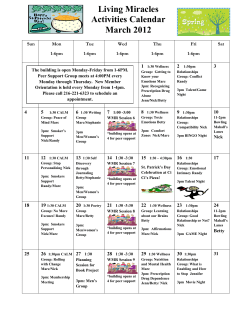 Living Miracles Activities Calendar March 2012