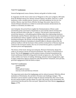 Augustine Confessions General background, issues, themes, history